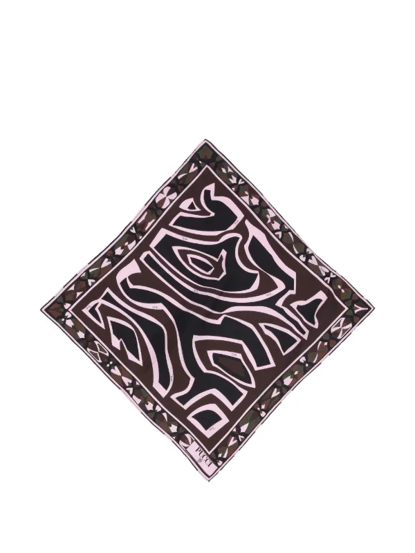 Pucci Labirinto-print Small Silk Scarf in Brown