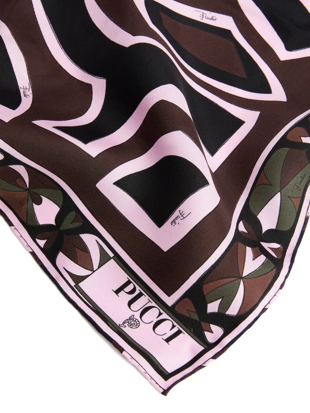 PUCCI Zijden sjaal met Labirinto-print Bruin