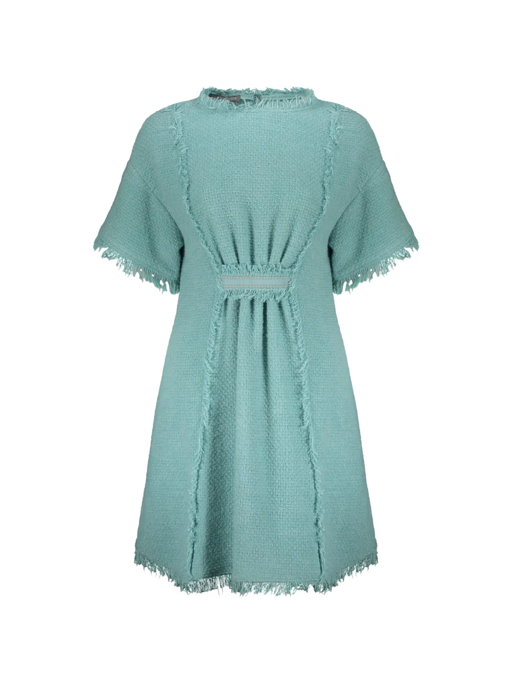 Alberta Ferretti fringe-trim bouclé dress - Green