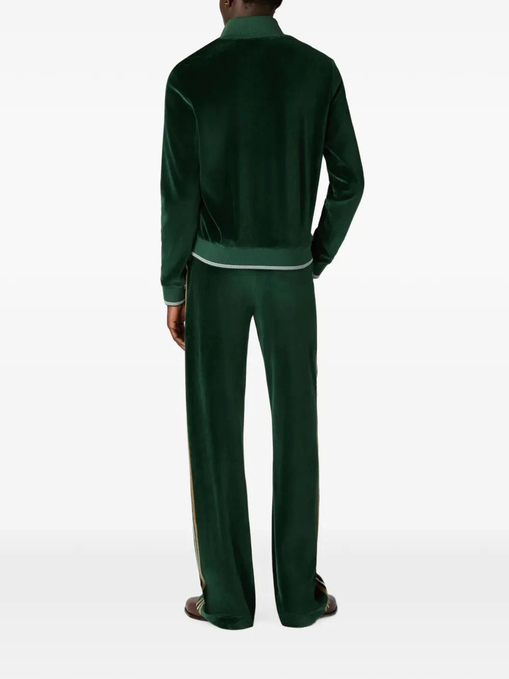 Casablanca Gestreepte fluwelen sweater met rits Groen
