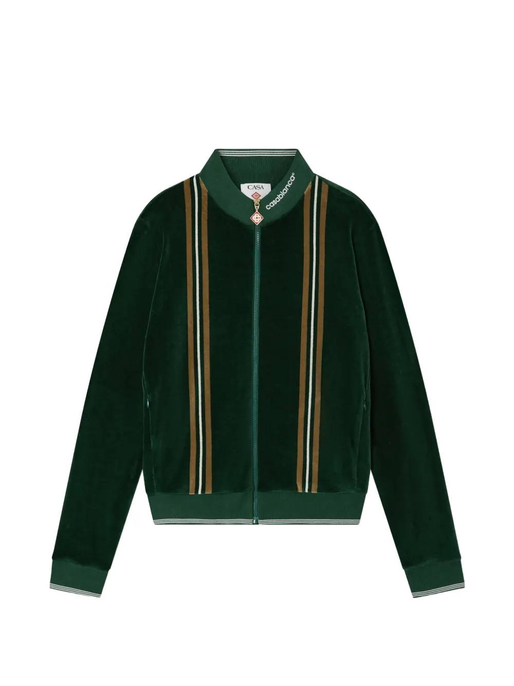 Casablanca striped velvet zip-up sweatshirt - Vert Casablanca striped velvet zip-up sweatshirt - Vert