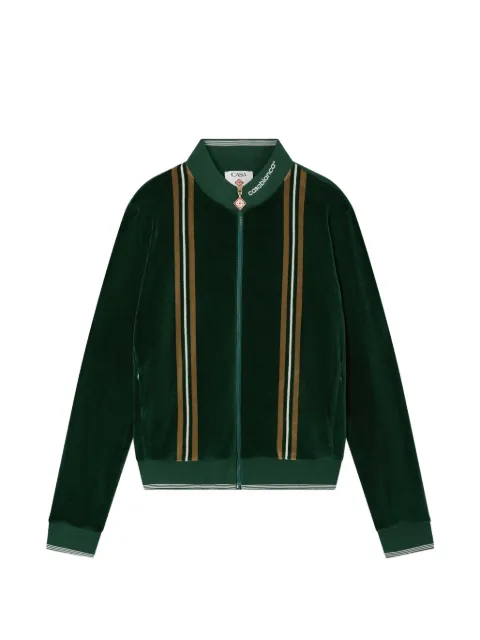 Casablanca striped velvet zip-up sweatshirt