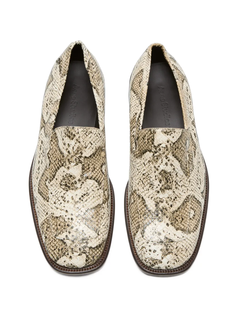 Acne Studios snake‑print leather loafers - Toni neutri