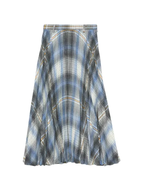 Acne Studios Checked pleated wool midi skirt