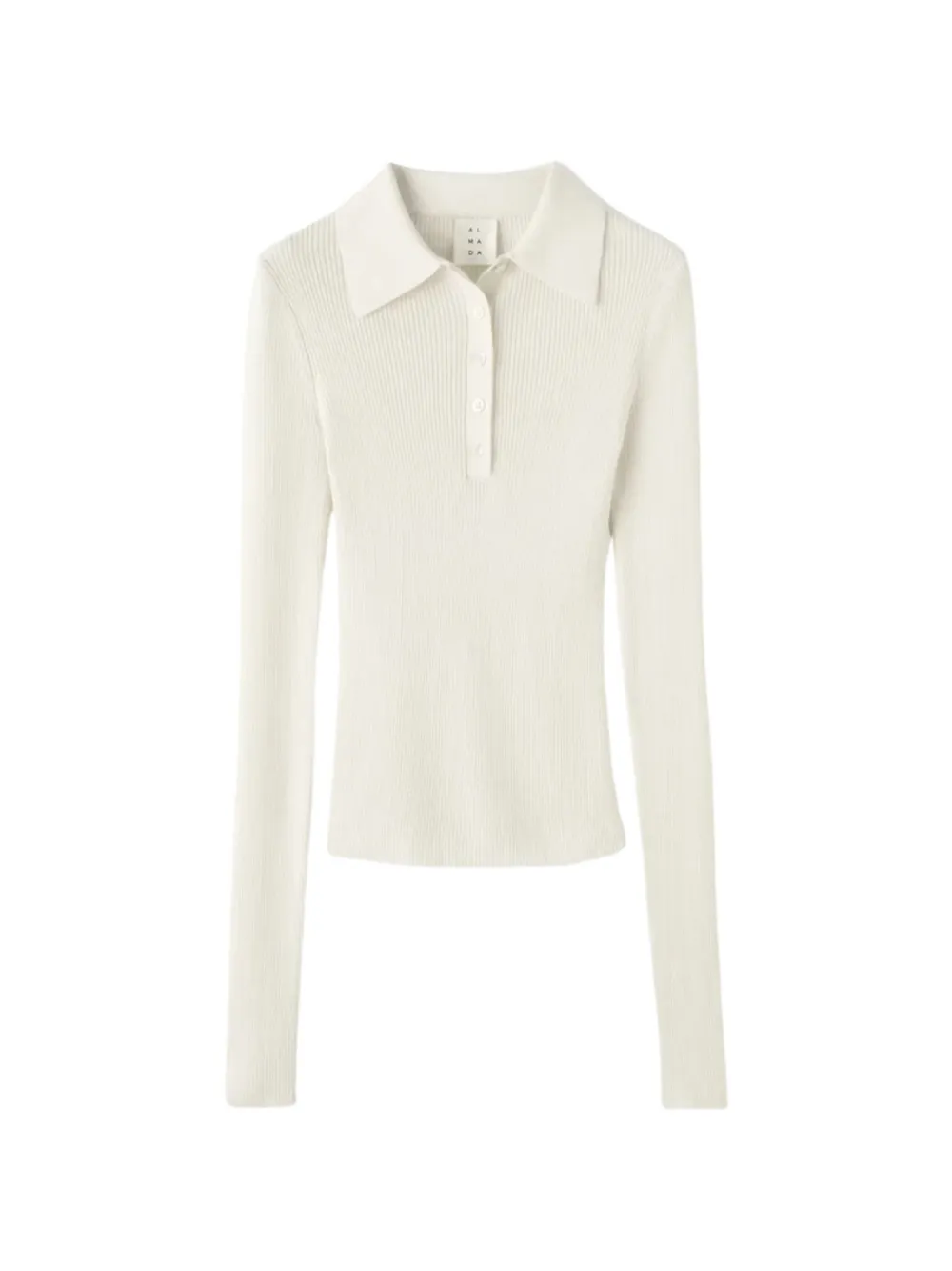 Almada Label Jules Ribbed Polo Top In White