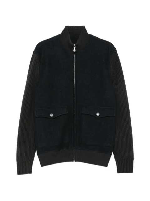 Eleventy ribbed-knit panelled jacket