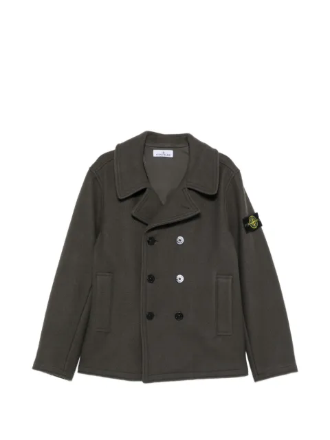 Stone Island double-breasted logo-patch jacket