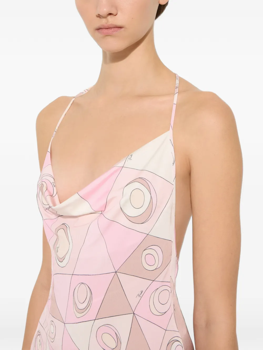 PUCCI Satijnen jersey jurk met Occhi-print Roze