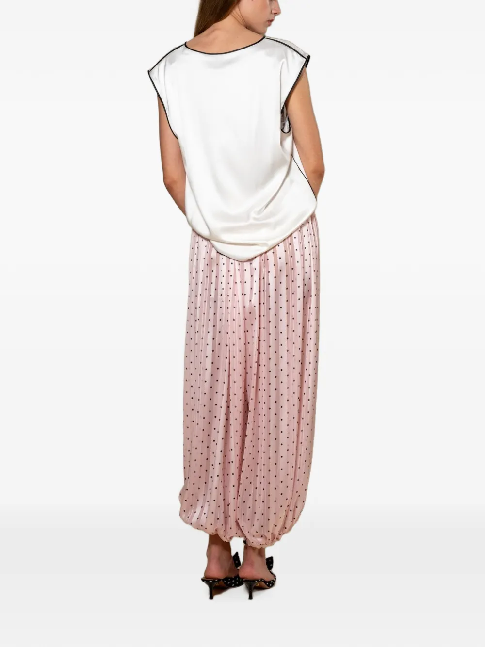STYLAND piped-trim silk blouse Wit