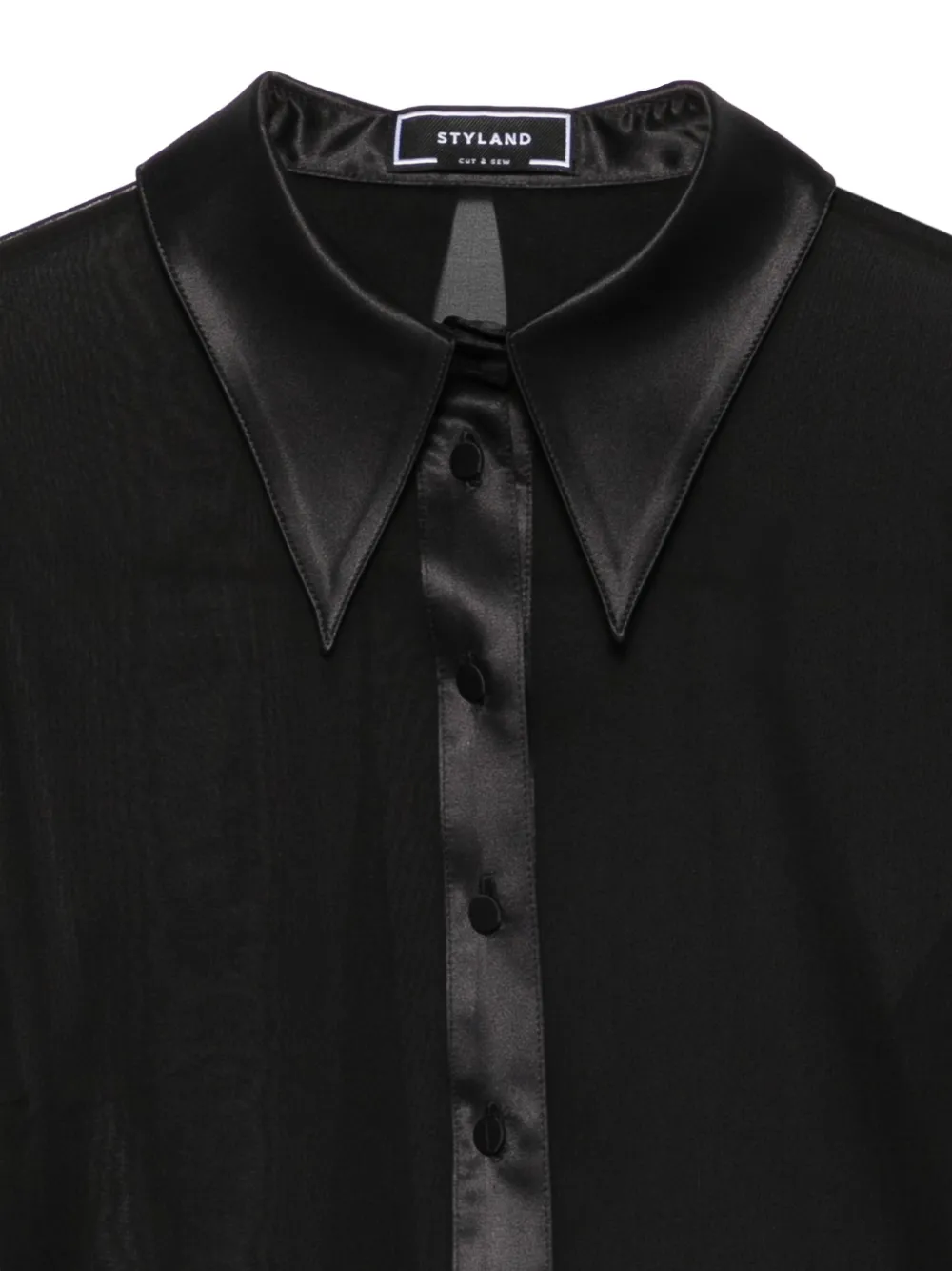 STYLAND Doorzichtige blouse van zijde-chiffon Zwart