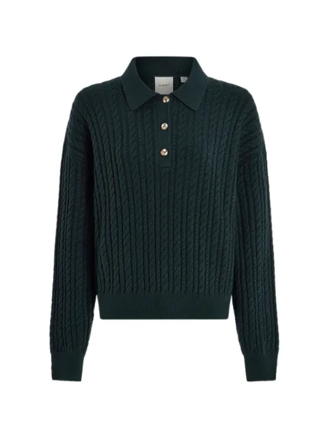 Varley Dottie cable-knit polo-collar sweater