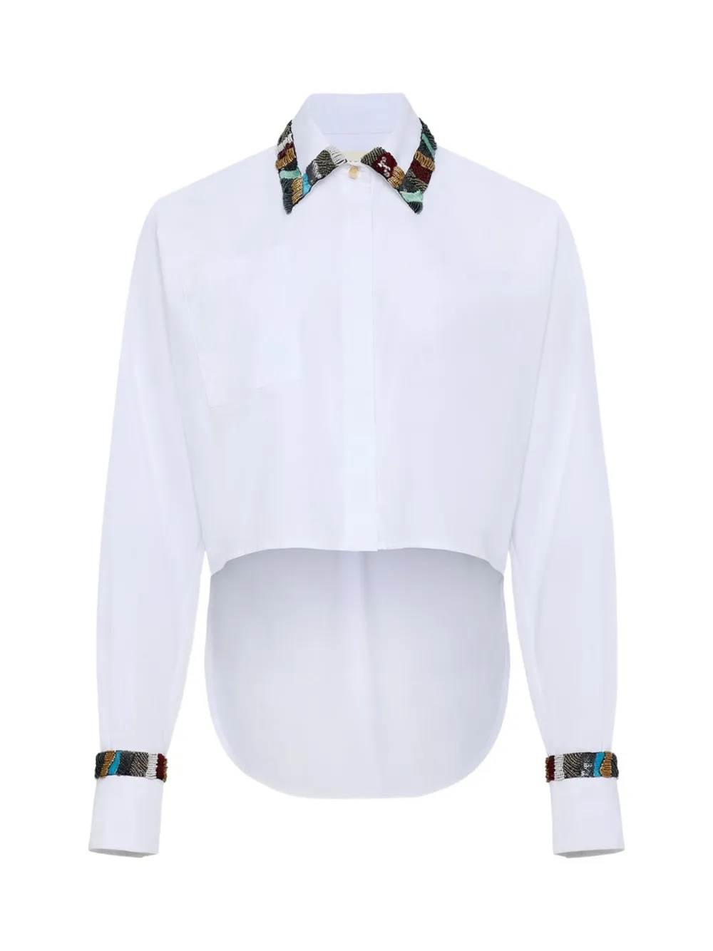 Hellessy Josie bead-embellished cropped shirt Wit
