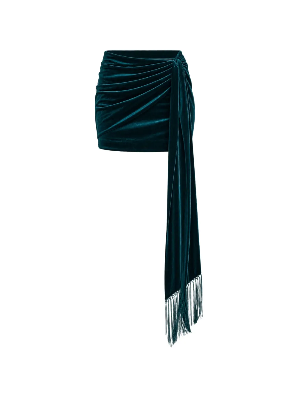 Retrofete Imperia fringed velvet mini skirt Groen
