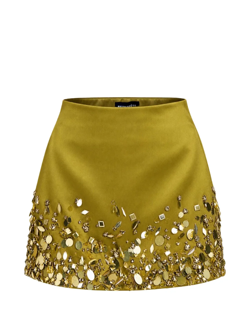 Retrofete Quilly crystal-embellished mini skirt Groen