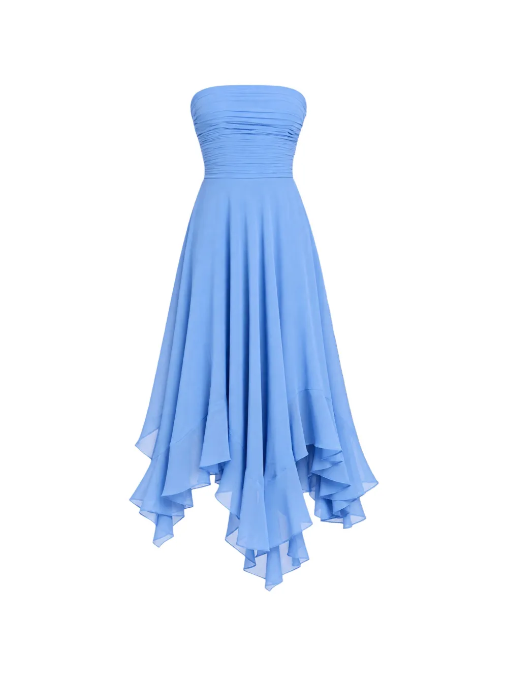 Retrofete Louisa ruched chiffon midi dress Blauw