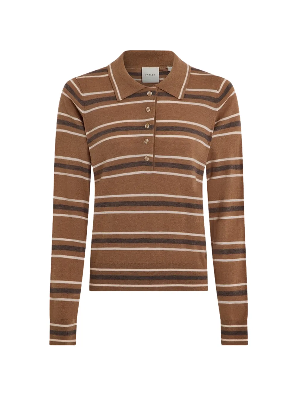 Varley Mayra striped polo top - Marron Varley Mayra striped polo top - Marron