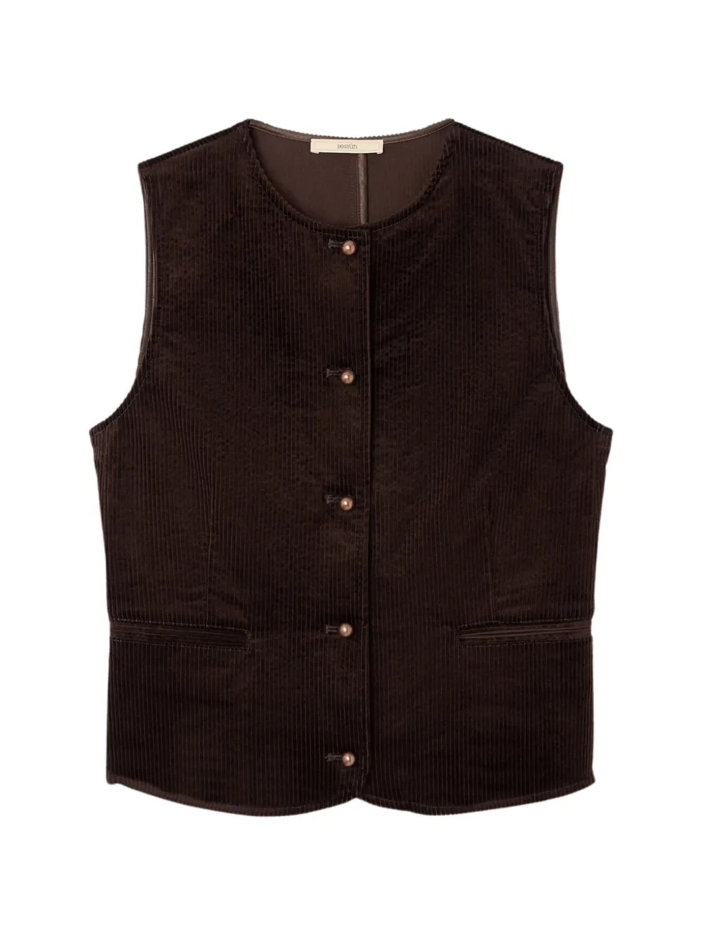 Sessùn Fernanda corduroy button-up top - Marrone