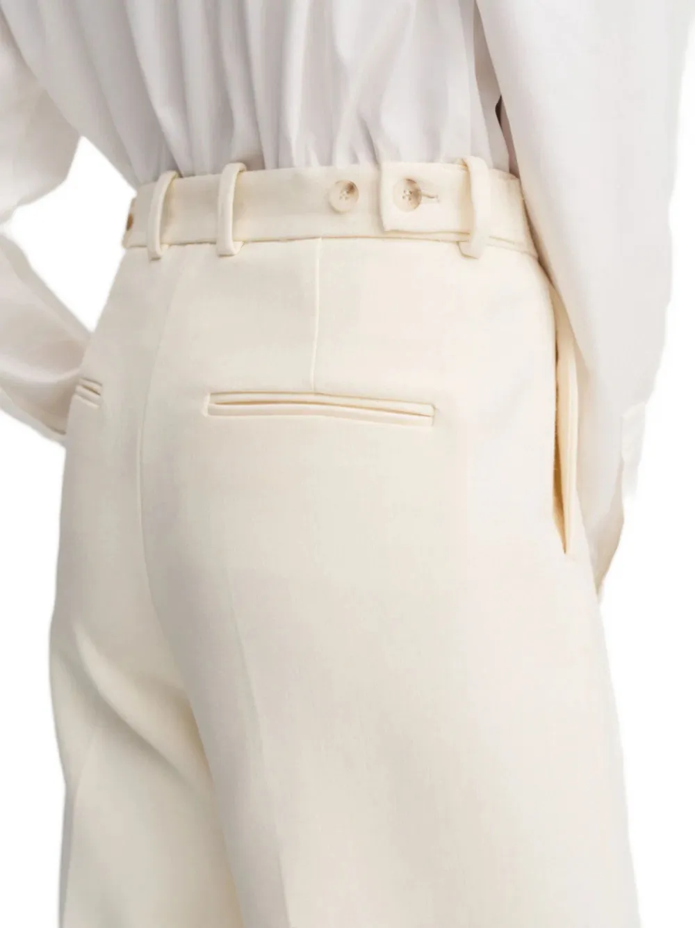 Almada Label Plooibroek met wijde pijpen Beige