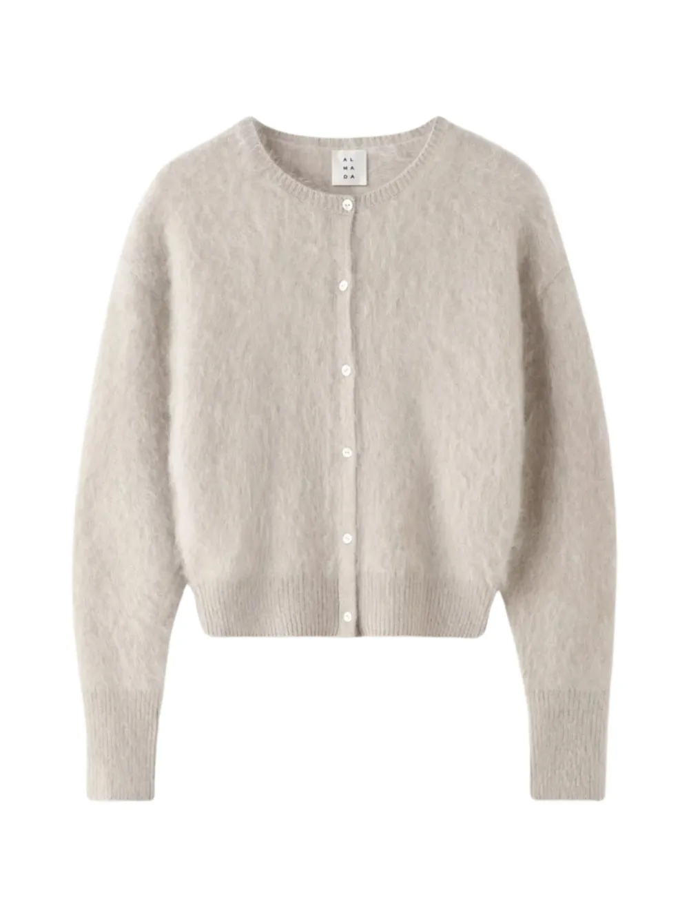 Almada Label Coco Brushed-texture Wool Cardigan In Neutrals