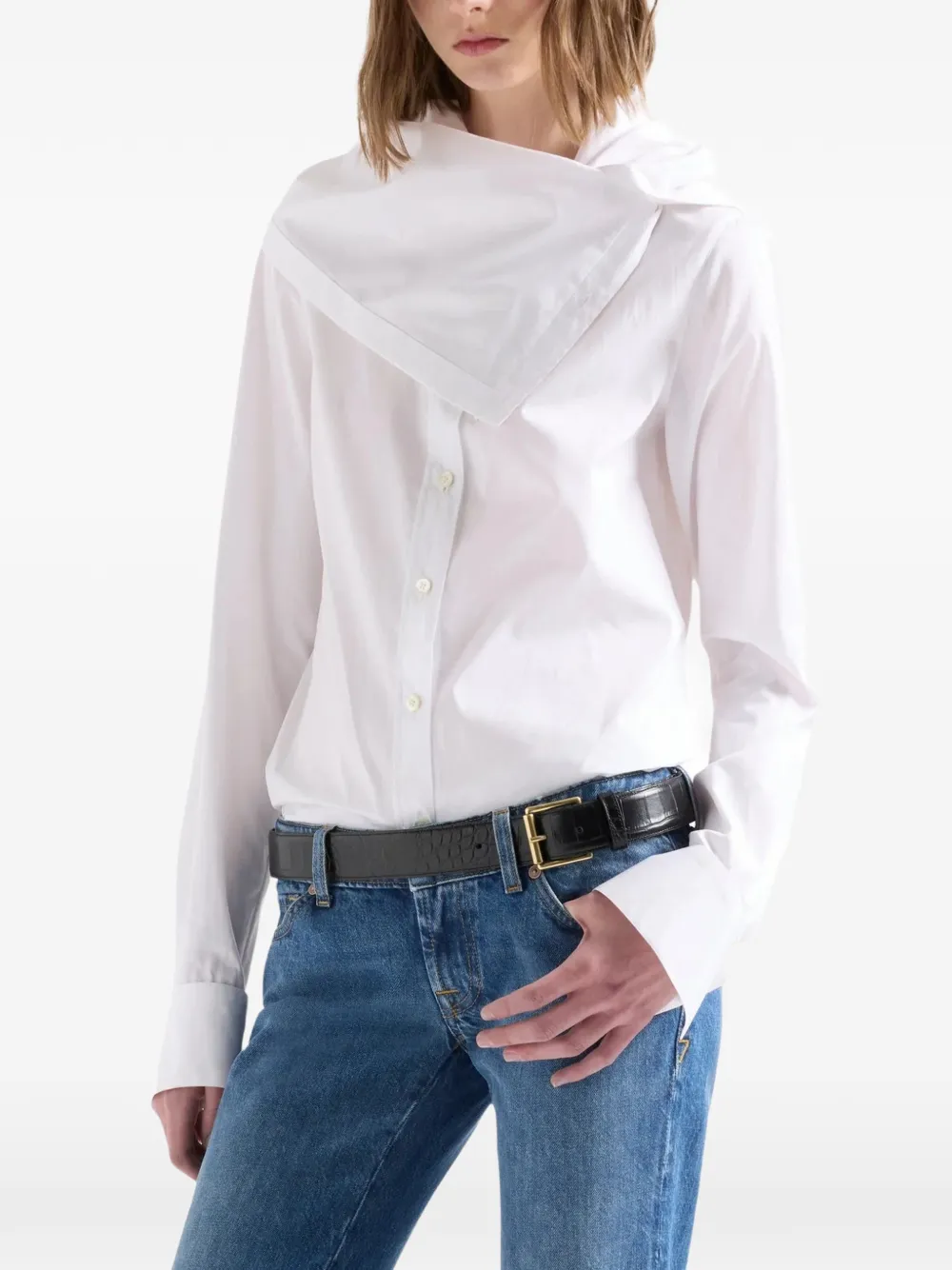 7 For All Mankind Gedrapeerde blouse met kraag Wit