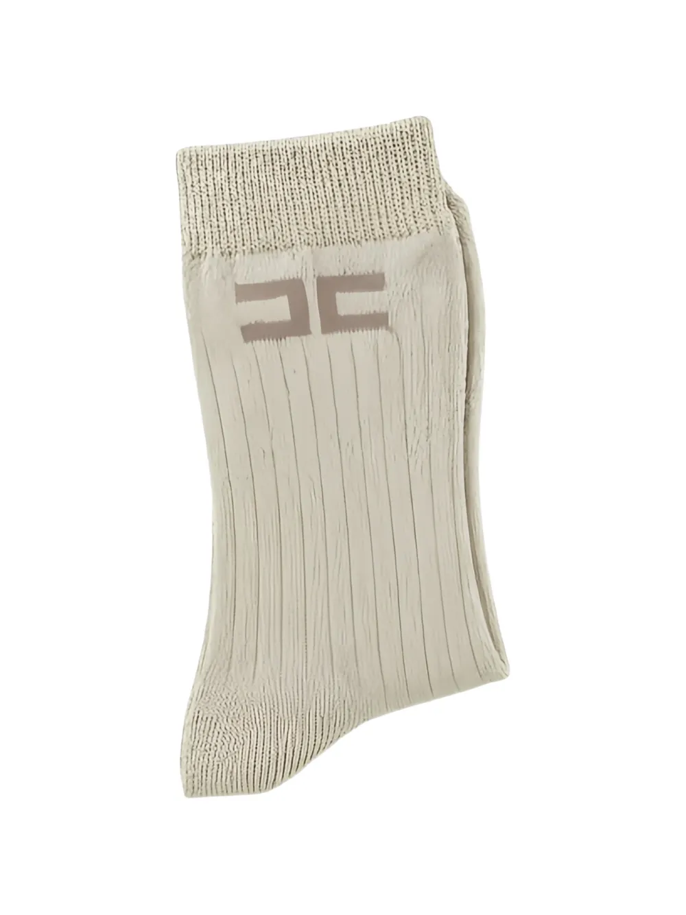 Elisabetta Franchi La Mia Bambina Sokken met geborduurd logo Beige