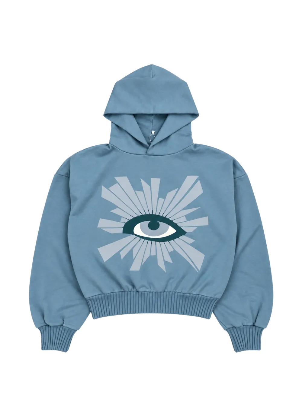 House of errors eye-print ribbed-trim hoodie - Blue