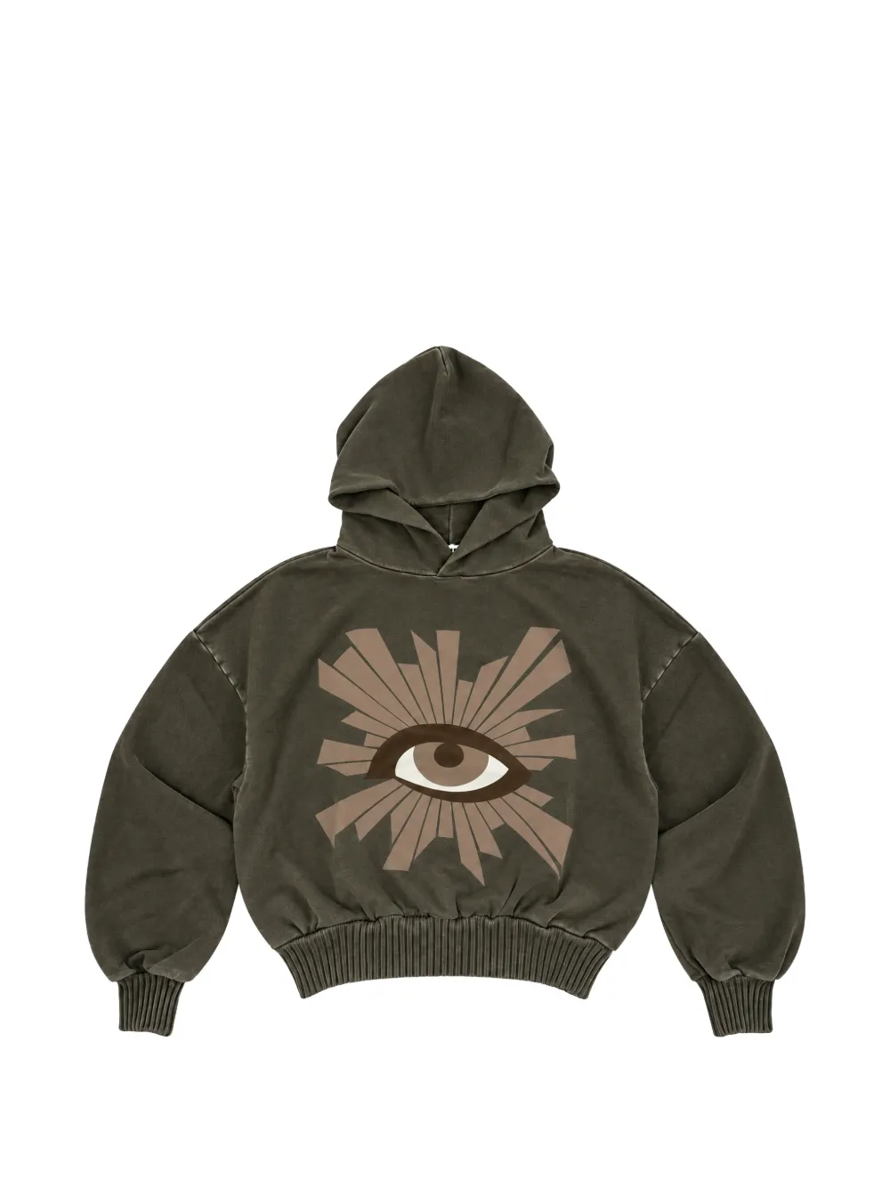 House of errors eye-print ribbed-trim hoodie - Grey