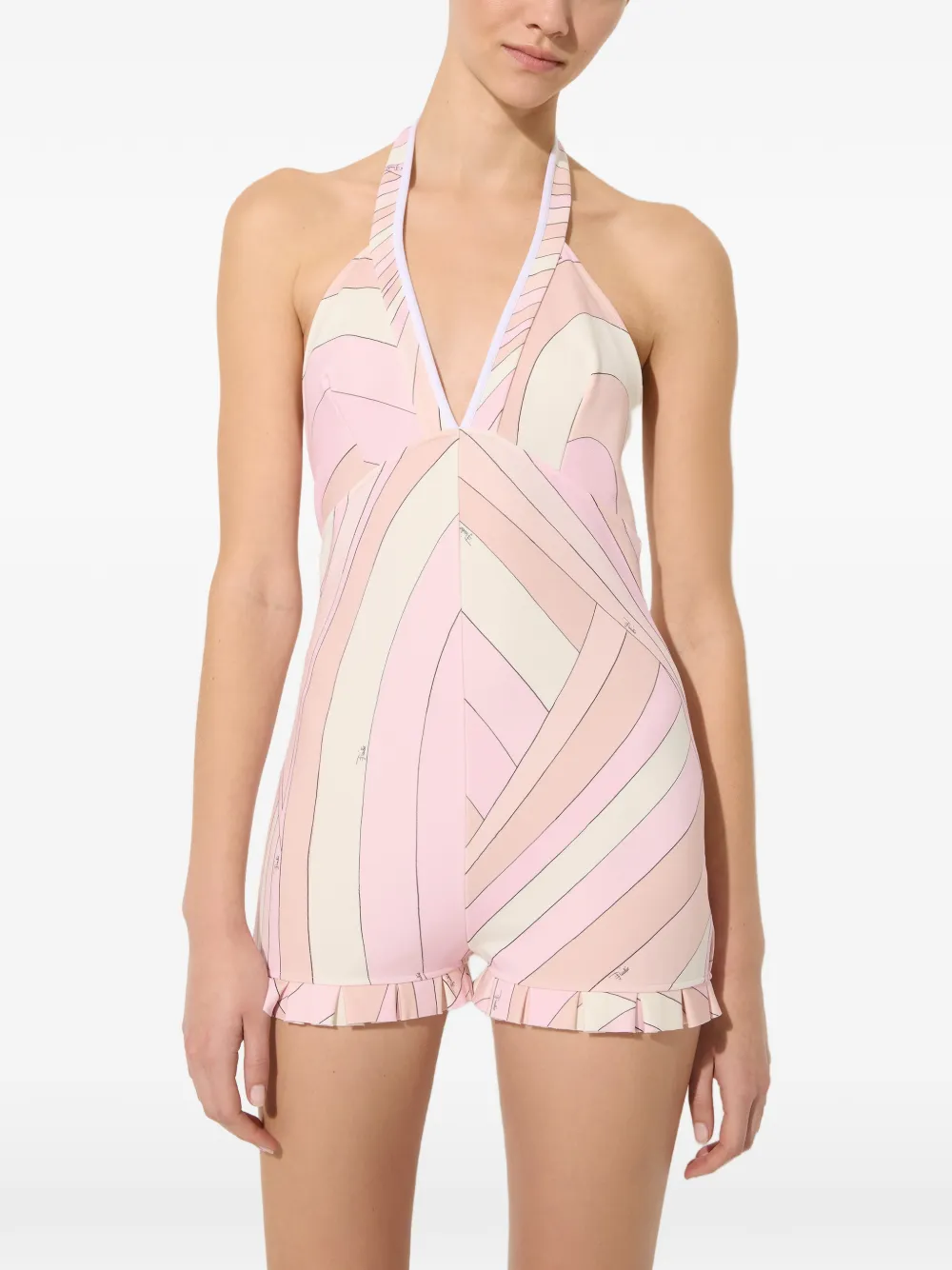 PUCCI Playsuit met halternek en Iride-print Roze