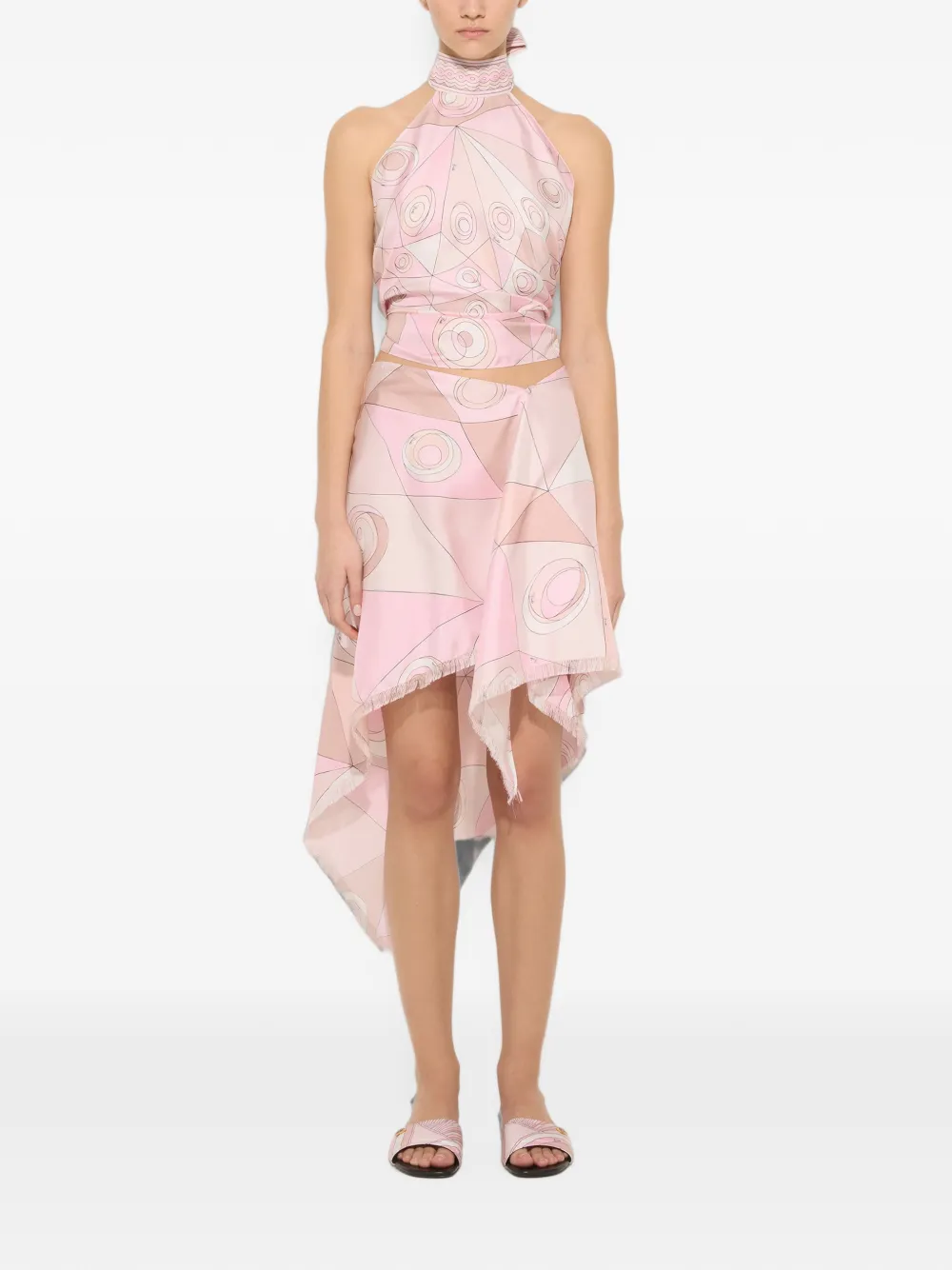 PUCCI Asymmetrische zijden rok met Occhi-print Roze