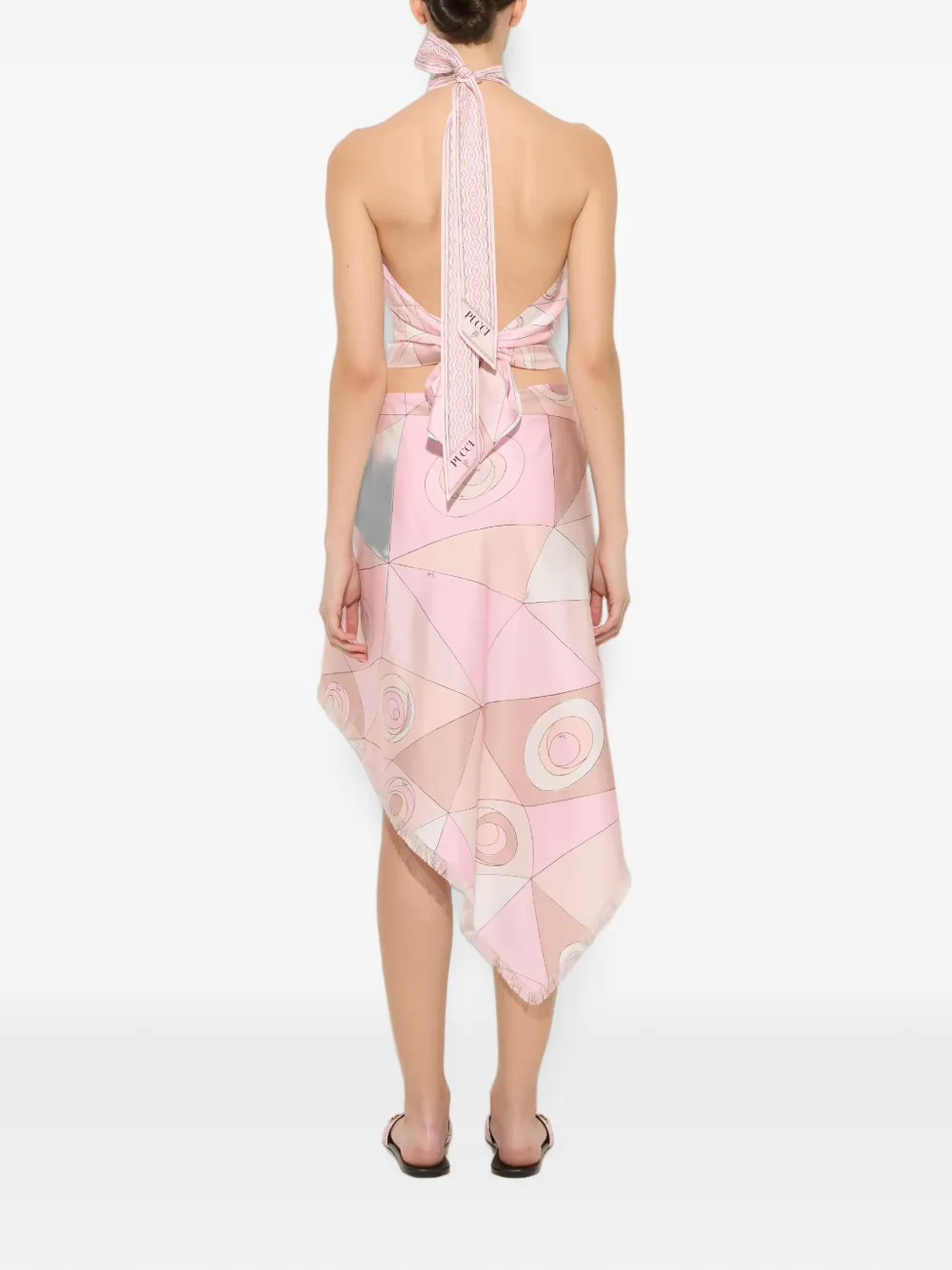 PUCCI Asymmetrische zijden rok met Occhi-print Roze