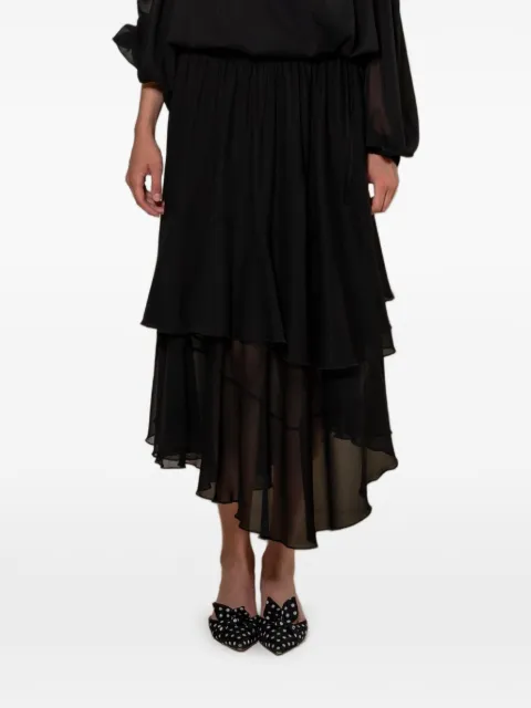 STYLAND ruffled silk-chiffon maxi skirt