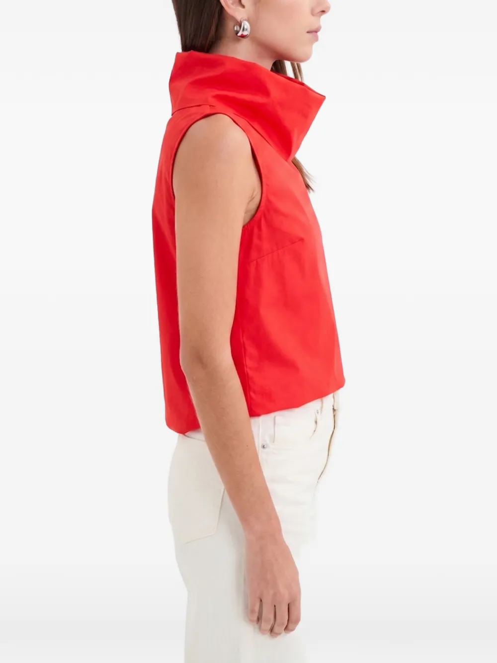 Marcella Marcy mouwloze popeline top Rood
