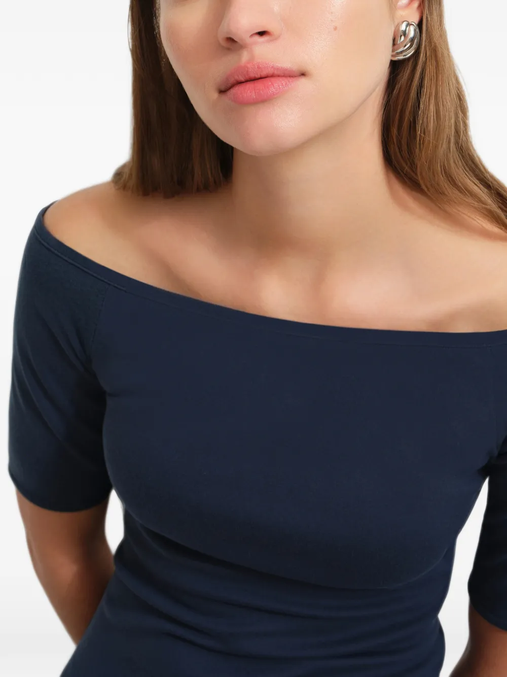 Marcella Mila geplooide off-shoulder maxi-jurk Blauw