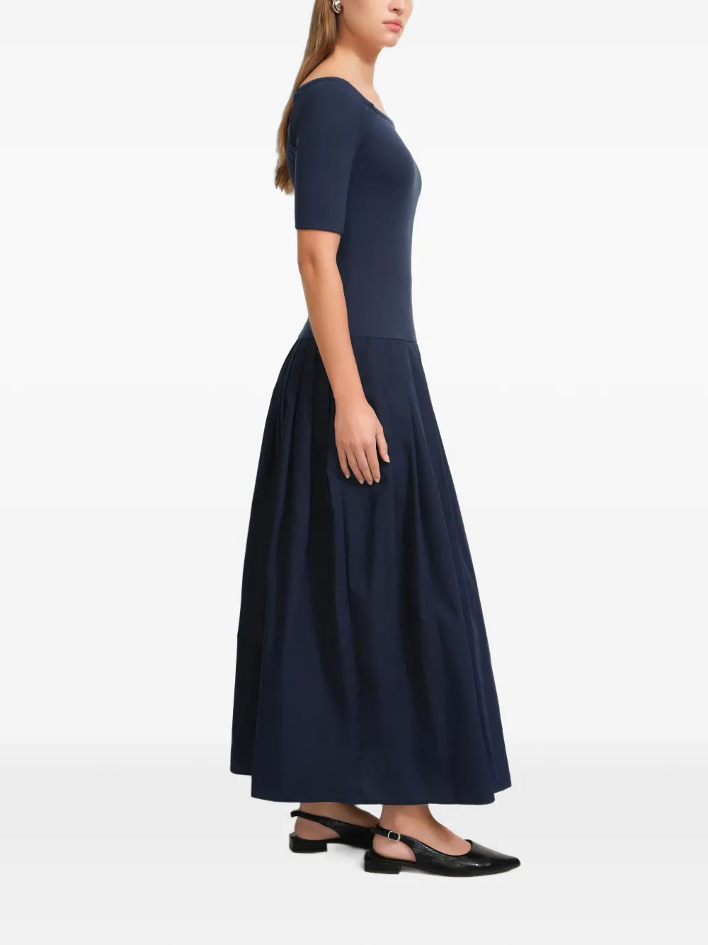 Marcella Mila geplooide off-shoulder maxi-jurk Blauw