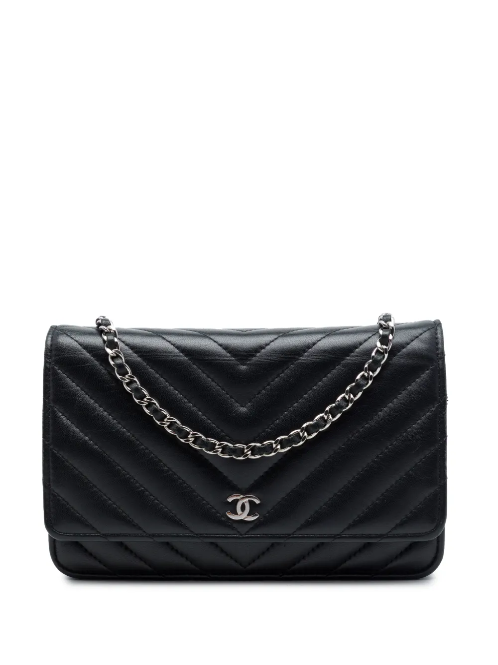 CHANEL Pre-Owned 2017-2018 CC Chevron Lambskin Wallet On Chain crossbody bag - Nero