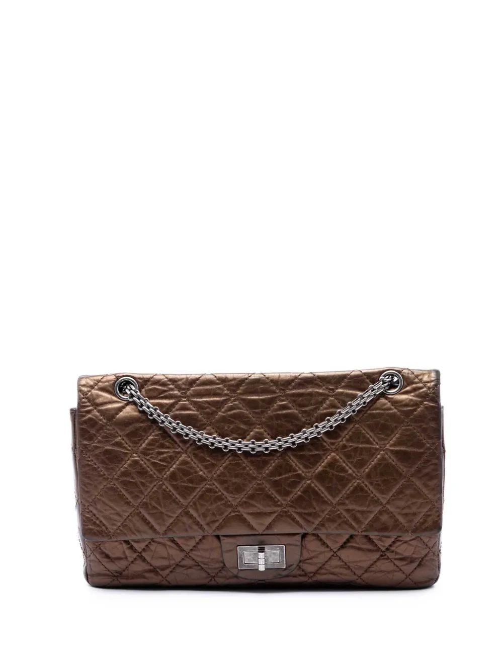 CHANEL Pre-Owned 2008-2009 Metallic Aged Calfskin Reissue 2.55 Double Flap 227 shoulder bag - Braun
