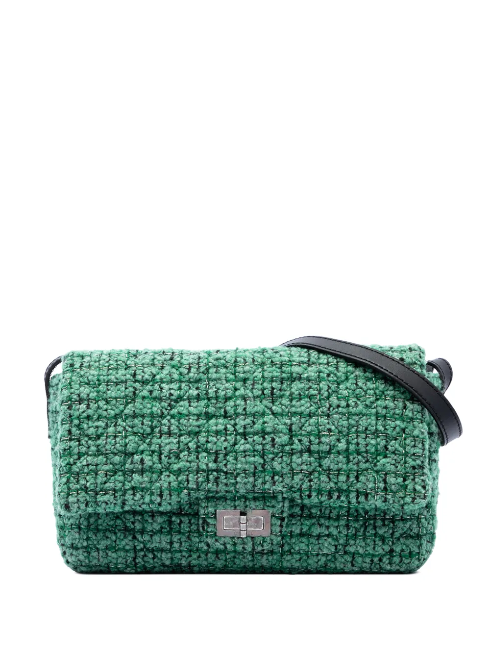 CHANEL Pre-Owned 2009-2010 Jumbo Quilted Tweed Reissue 2.55 Easy Messenger Flap crossbody bag - Verde