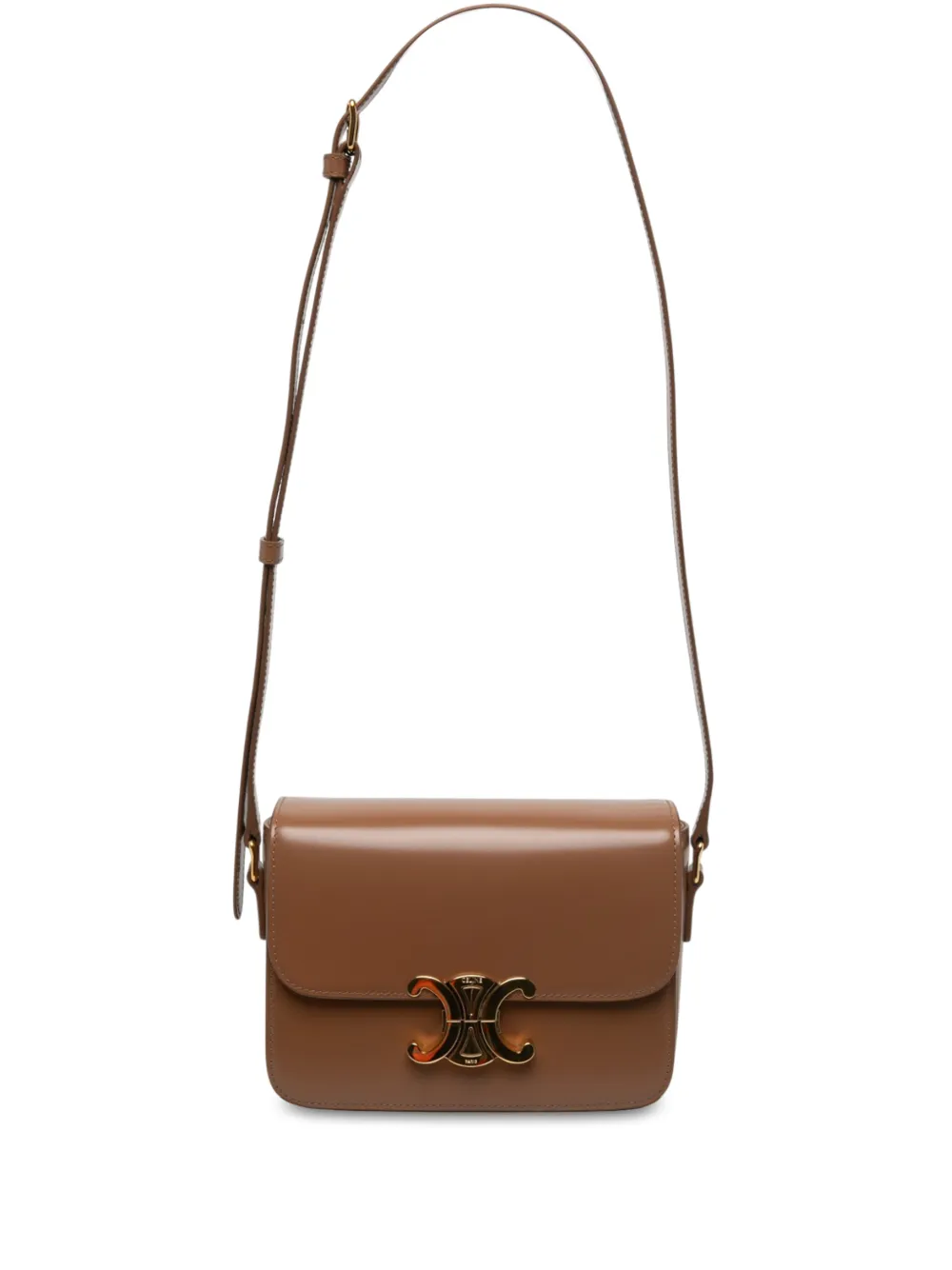 Celine Pre-Owned 2024 Teen Shiny Calfskin Triomphe crossbody bag - Braun