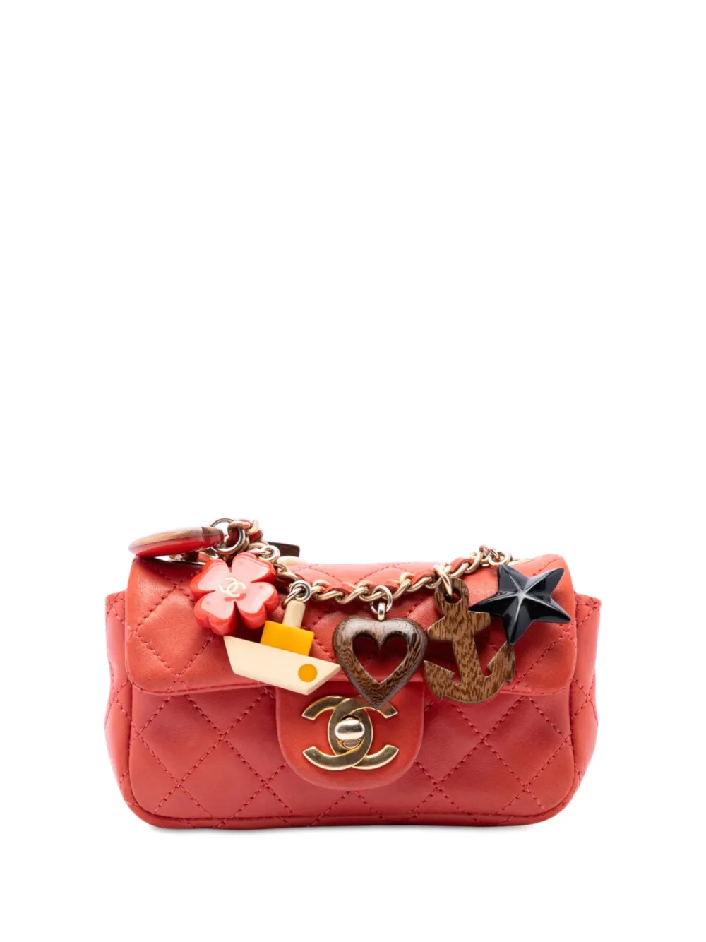 CHANEL Pre-Owned 2010-2011 Extra Mini CC Quilted Lambskin Cruise Charms Flap crossbody bag - Red