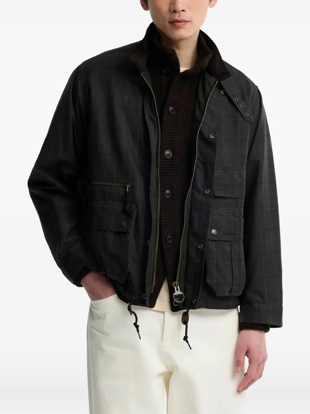 Barbour Ursula jack met tartan-print en gespkraag Groen