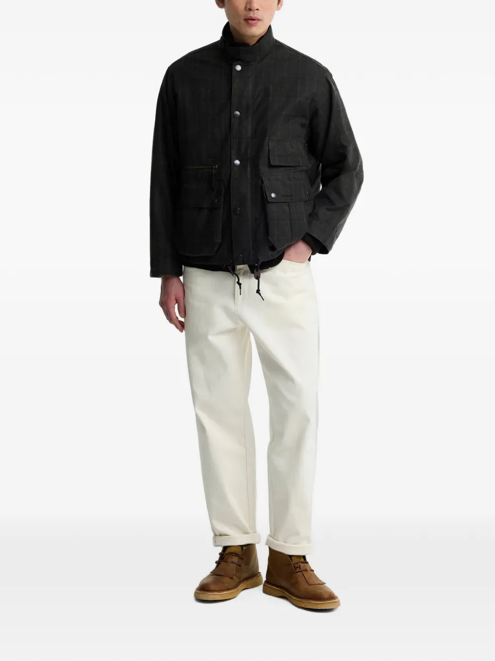 Barbour Ursula jack met tartan-print en gespkraag Groen