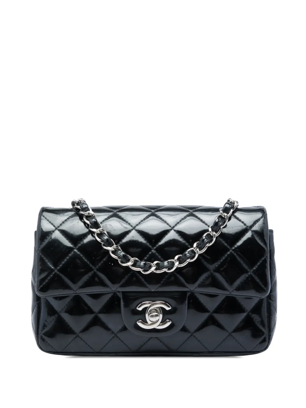 CHANEL Pre-Owned 2012 Mini Rectangular Classic Patent Single Flap crossbody bag - Nero