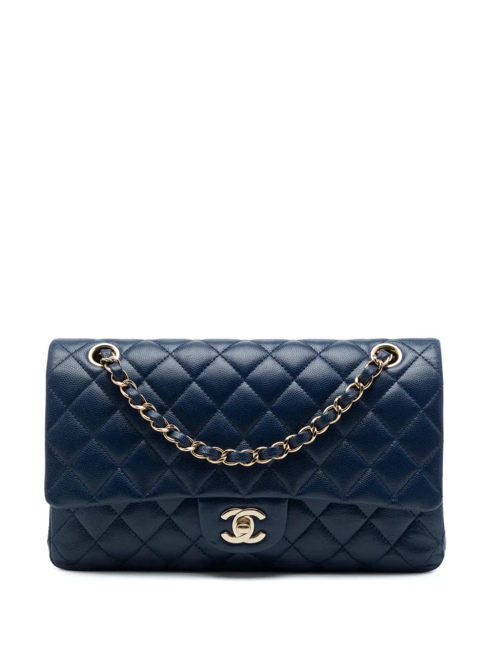 CHANEL Pre-Owned 2017-2018 Medium Classic Caviar Double Flap shoulder bag - Blu