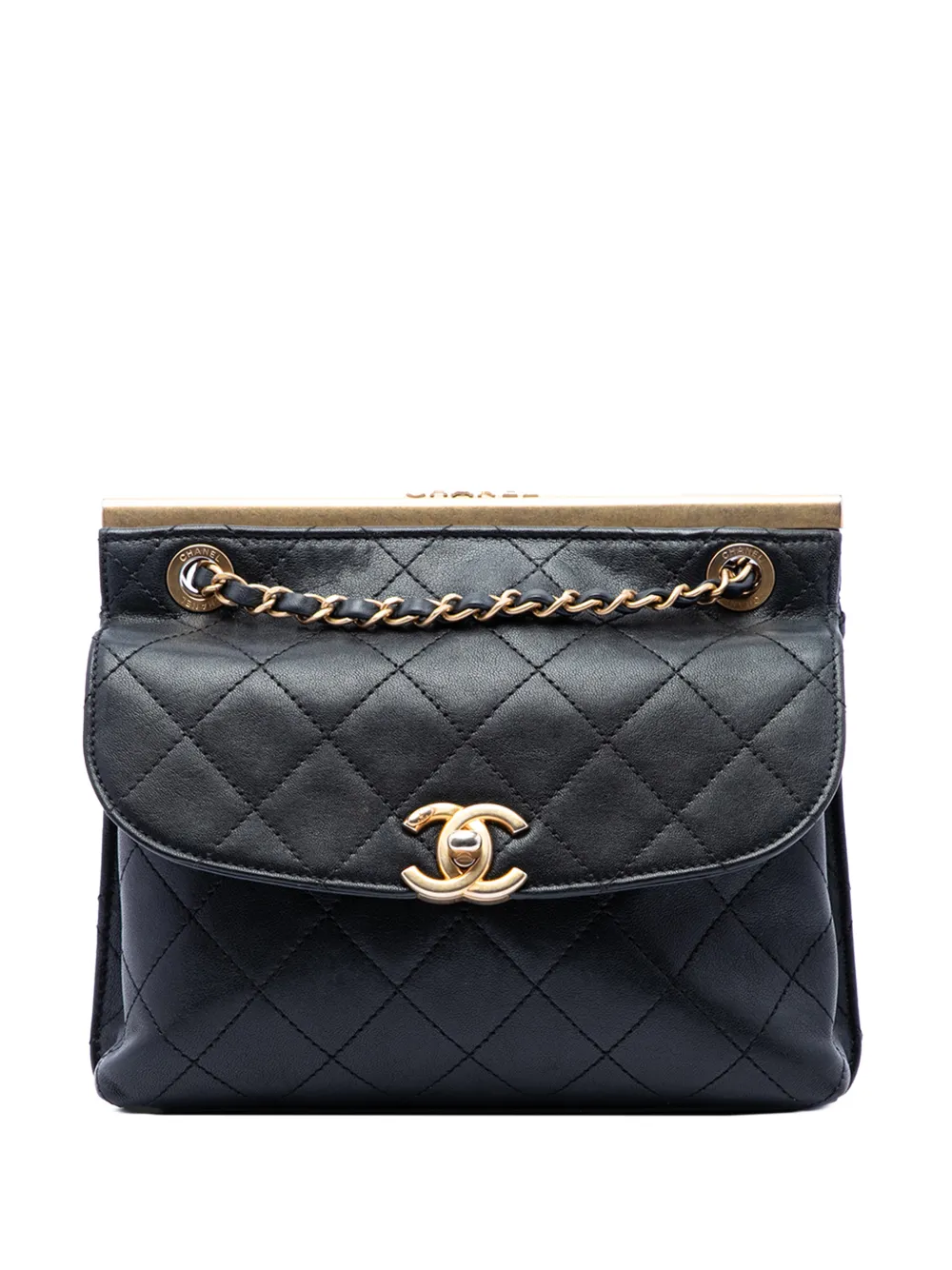 CHANEL Pre-Owned 2019 CC Quilted Calfskin Double Sided Metal Frame Flap crossbody bag - Nero