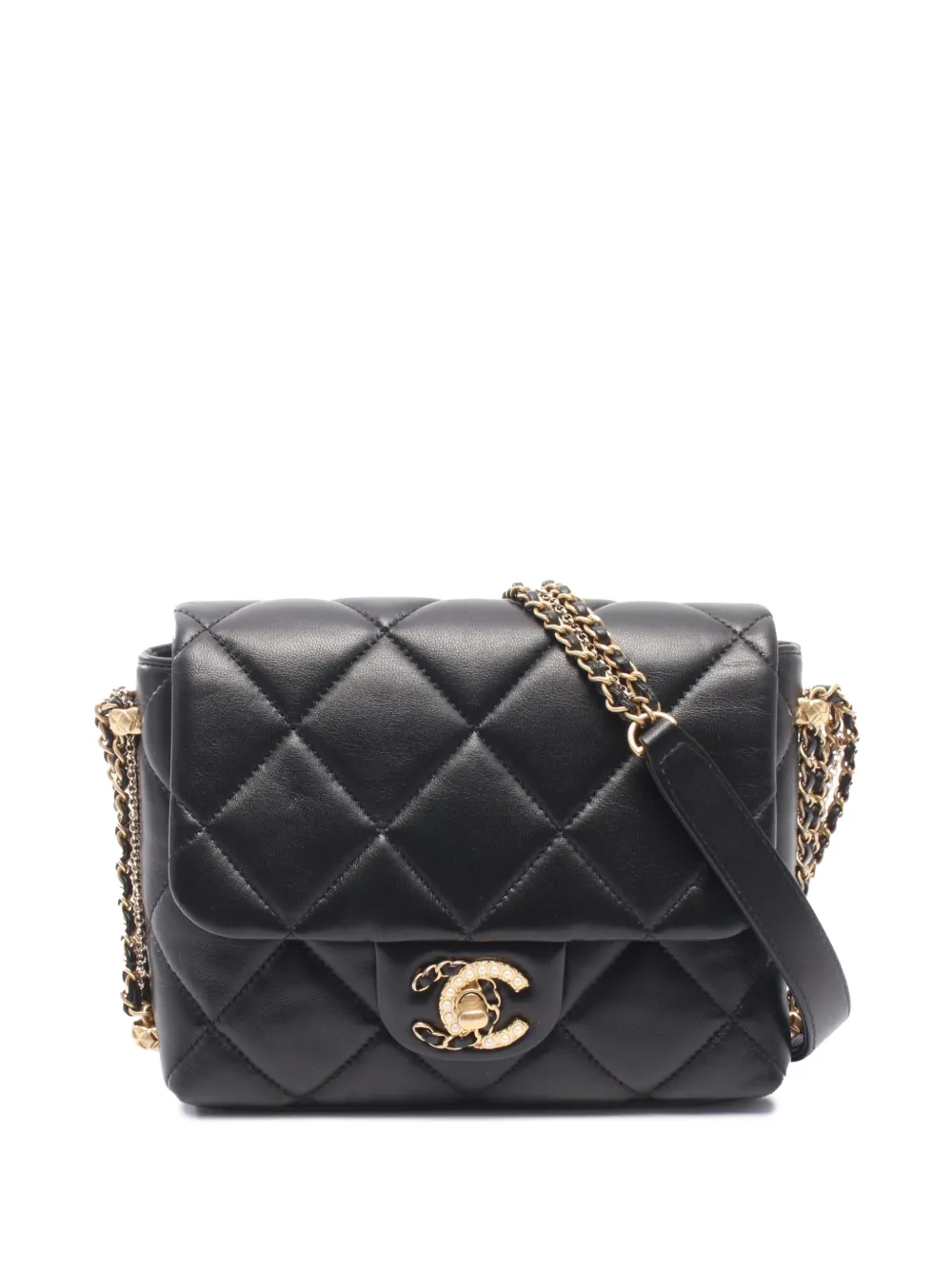 CHANEL Pre-Owned 2012 Mini Quilted Lambskin Crush on Chains Flap crossbody bag - Schwarz