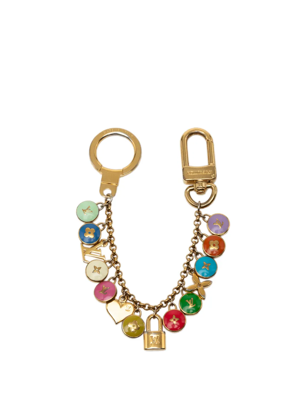 Louis Vuitton Pre-Owned 2000-2026 Gold Plated and Enamel Pastilles and Bag Charm key chain - Oro