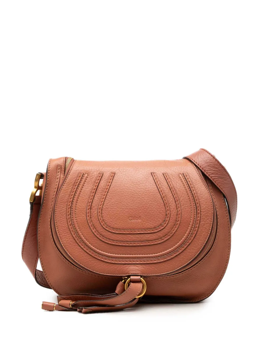 Chloé Pre-Owned 2011 Medium Grained Calfskin Marcie Saddle crossbody bag - Braun