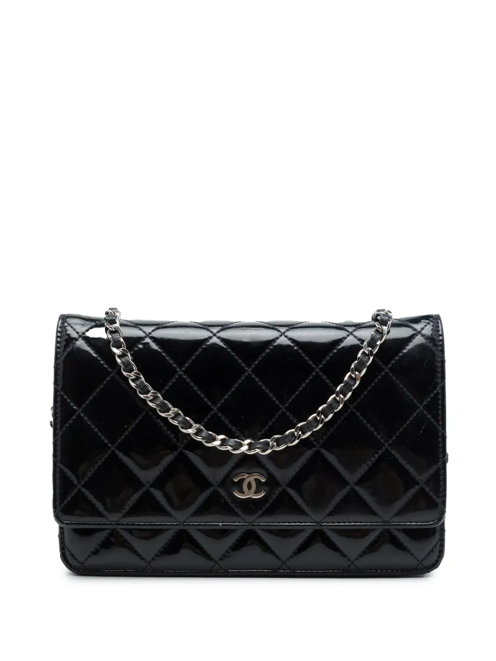 CHANEL Pre-Owned 2012-2013 CC Quilted Patent Wallet On Chain crossbody bag - Nero