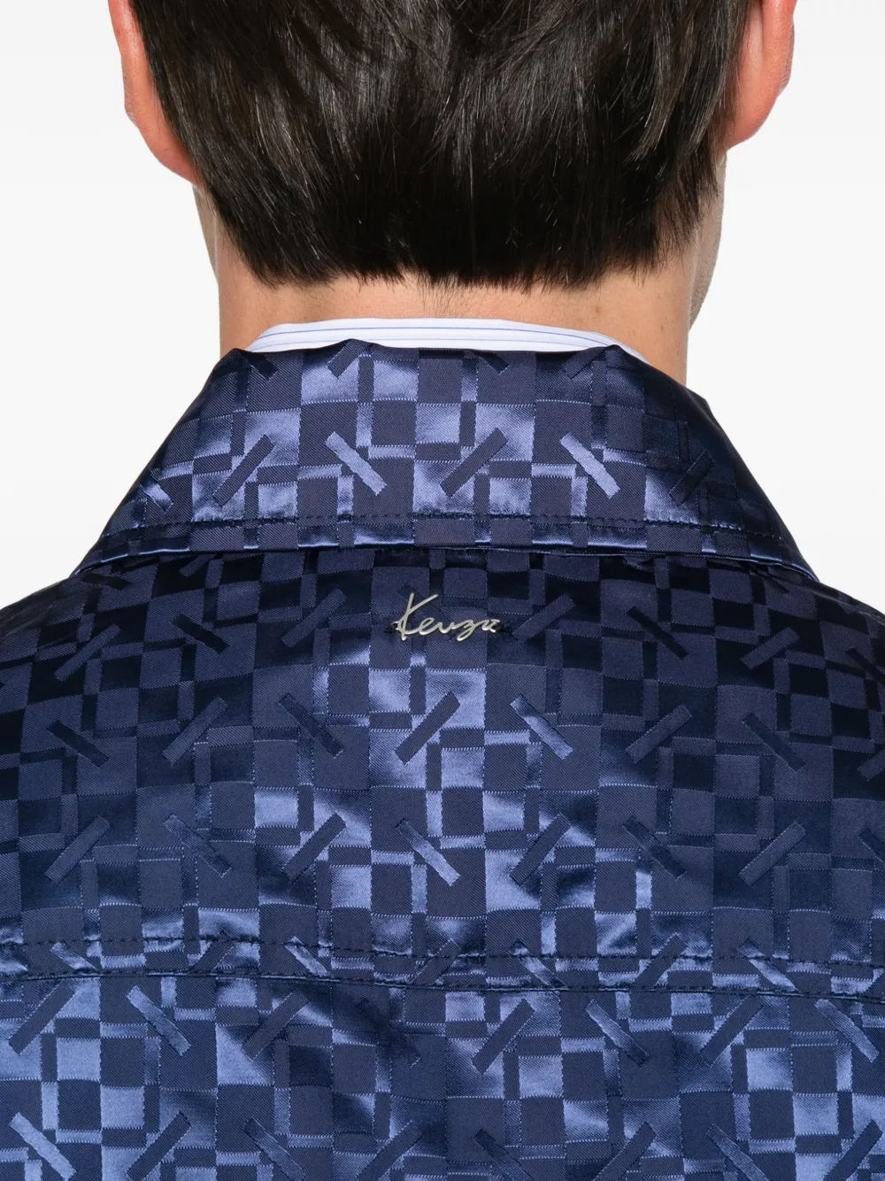 Kenzo jacquard zip-up shirt Blauw