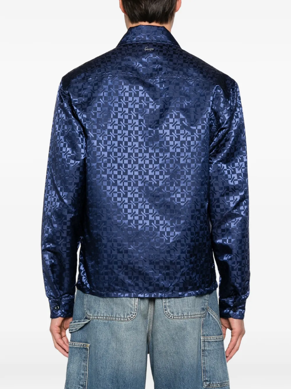 Kenzo jacquard zip-up shirt Blauw